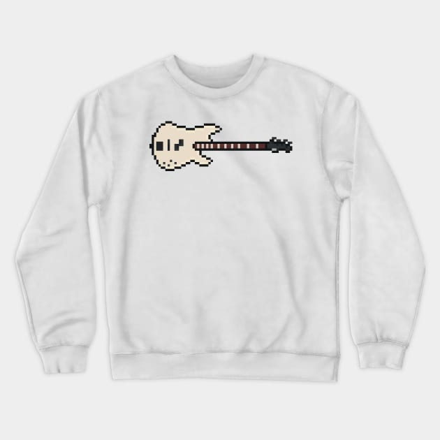 Pixel White Precision Bass Guitar Crewneck Sweatshirt by gkillerb